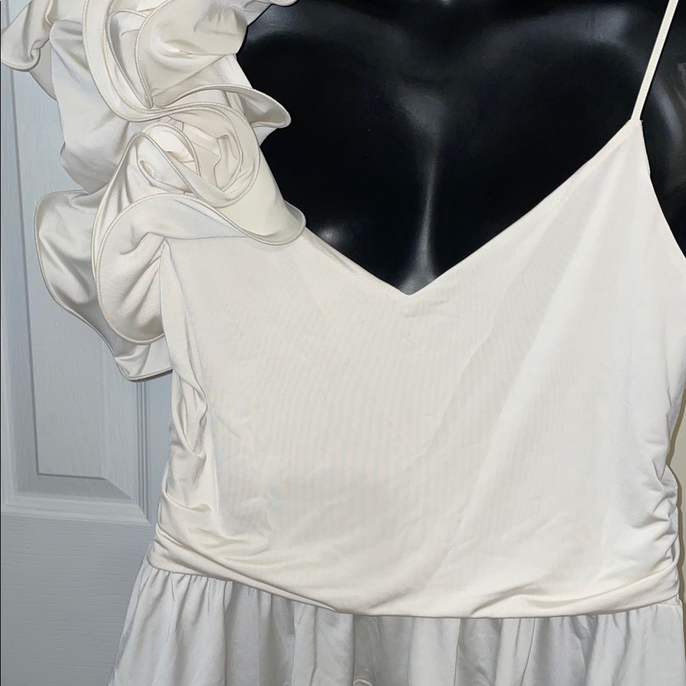 Express Cream Ruffle One-Shoulder Blouse - Picture 5 of 5